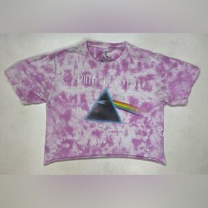Pink Floyd Crop Graphic T-shirt Women Small Pink Tie Dye Short Sleeve